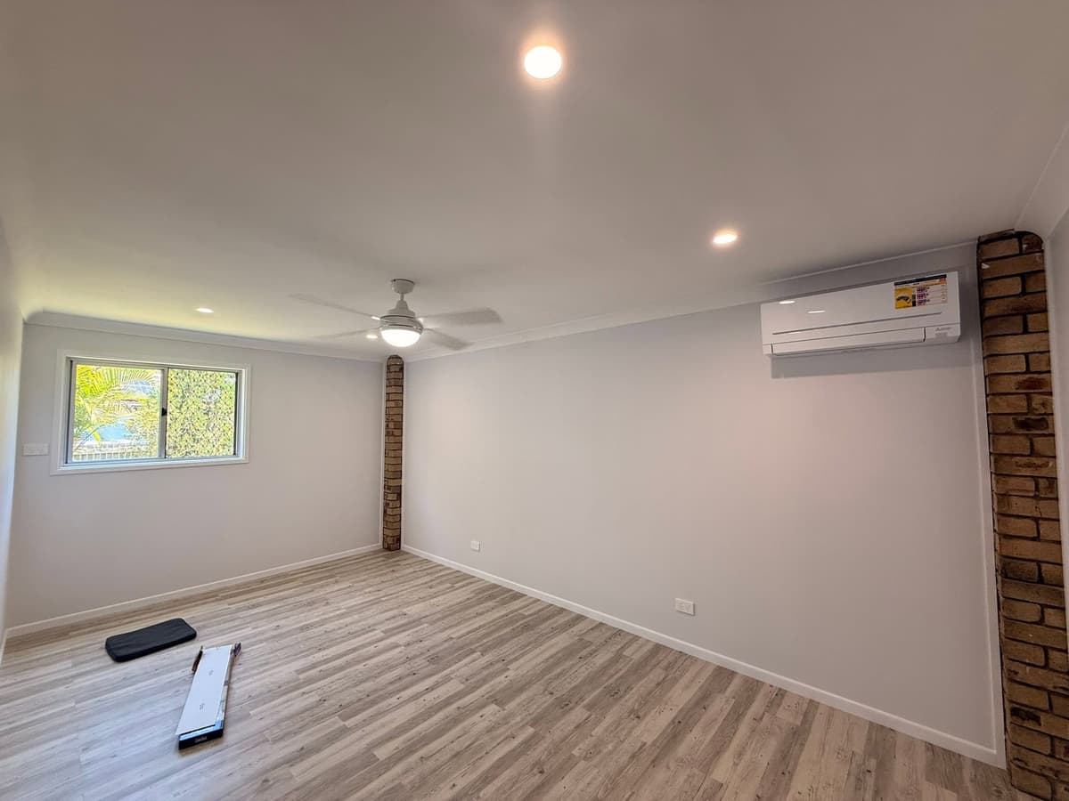 Renovated room with LED downlights, ceiling fan and power points by Wattify Electrical, Logan City